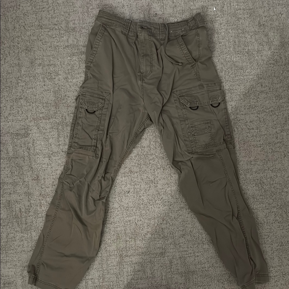 Hollister Green Cargo Pants with Elastic Waistband